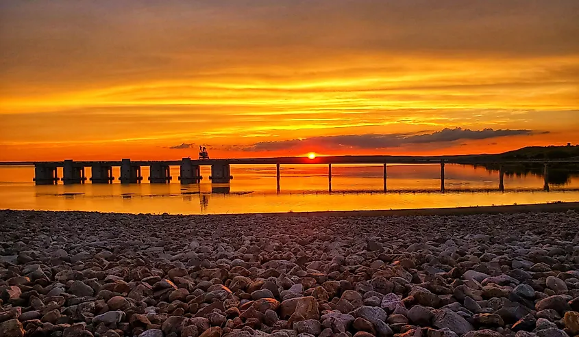 Beautiful South Dakota Sunset over Lake Oahe.