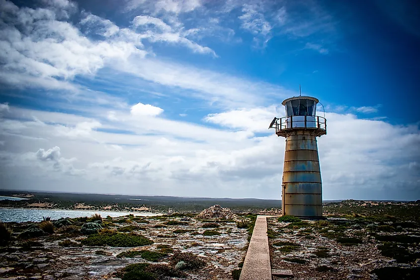 West Cape Lighthouse is part of the Innes National Park at Yorke Peninsula.