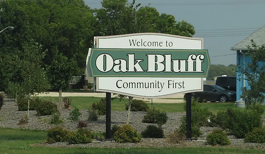 Sign in Oak Bluff, Manitoba.