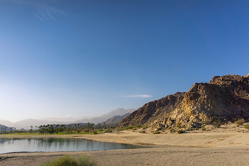 A beautiful lake shore view at lake Cahuilla, California.