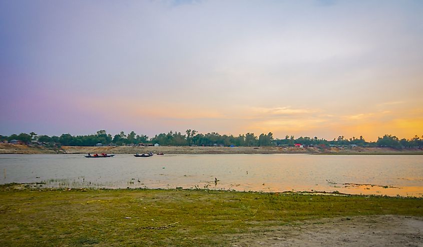 The Jamuna River from Bogura, Bangladesh at sunrise. 