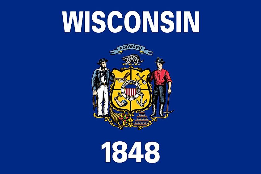 Wisconsin Flag with the American Badger on it.