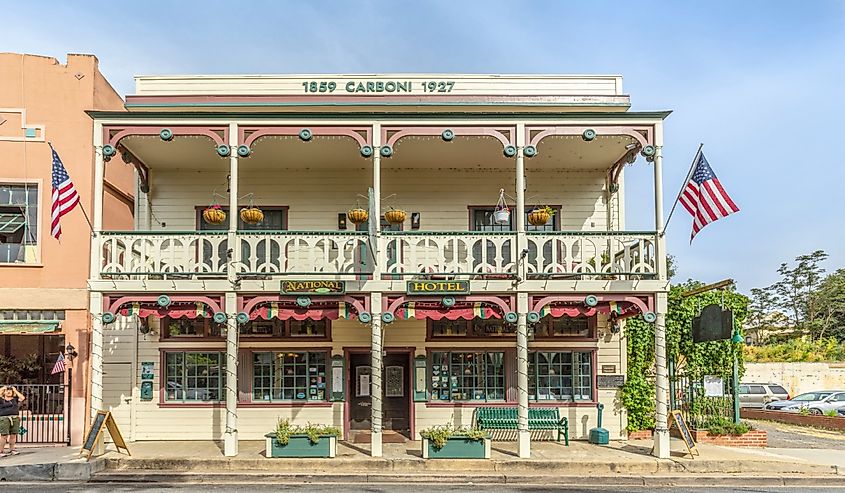Historic Carboni building in Jamestown, California