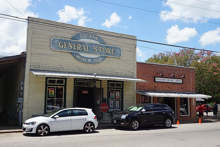 The Gruene General Store and Cotton Eyed Joe's in the Gruene historic district in New Braunfels, Texas.