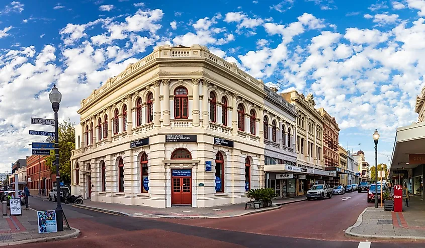 Old buildings at Hight St and Pakenham St in Fremantle, Western Australia. Image credit RUBEN M RAMOS via Shutterstock