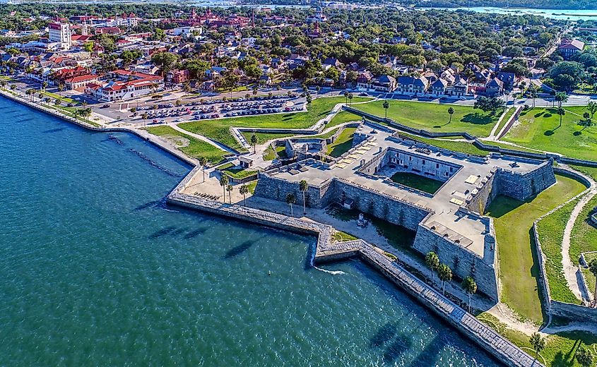 Aerial view of Castillo de San Marcos in St. Augustine, Florida