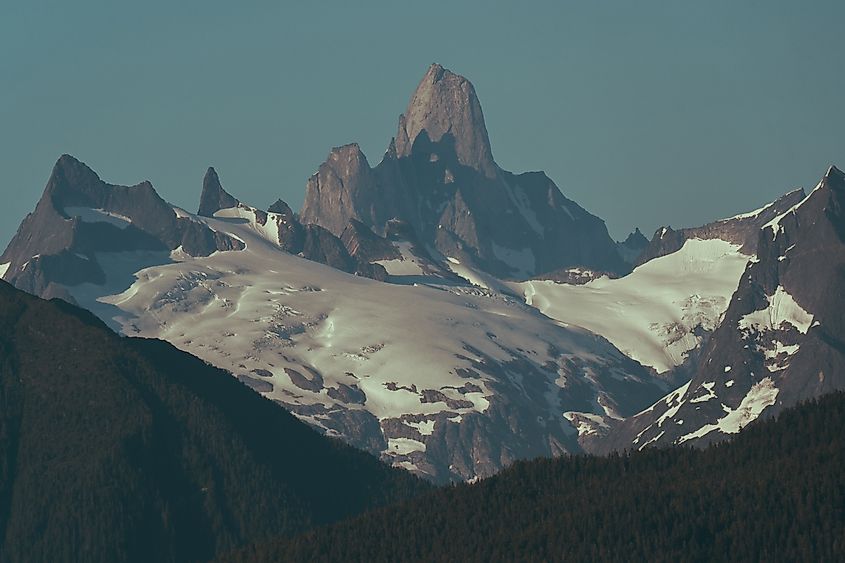 Devils Thumb near Petersburg in Southeast Alaskan coastline along the inside passage in summer
