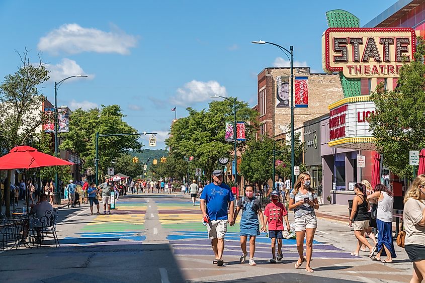 The charming downtown of Traverse City, Michigan