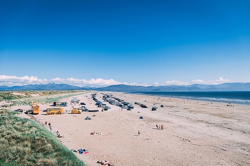Inch beach, Ireland - long sandy beach at Daingean Bay on the Dingle Peninsula, county Kerry, Ireland.