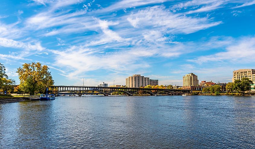 Rock River view in Rockford Town of Illinois