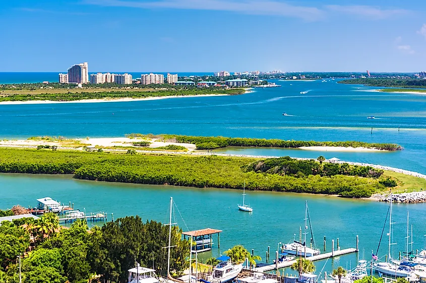 Coastline at New Smyrna Beach, Florida, viewed from the Ponce de Leon Inlet Lighthouse