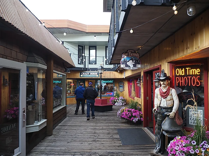 A cowboy mannequin in front of a photos store in Jackson, Wyoming.