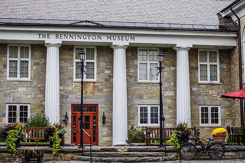 The front of the Bennington Museum in Vermont.