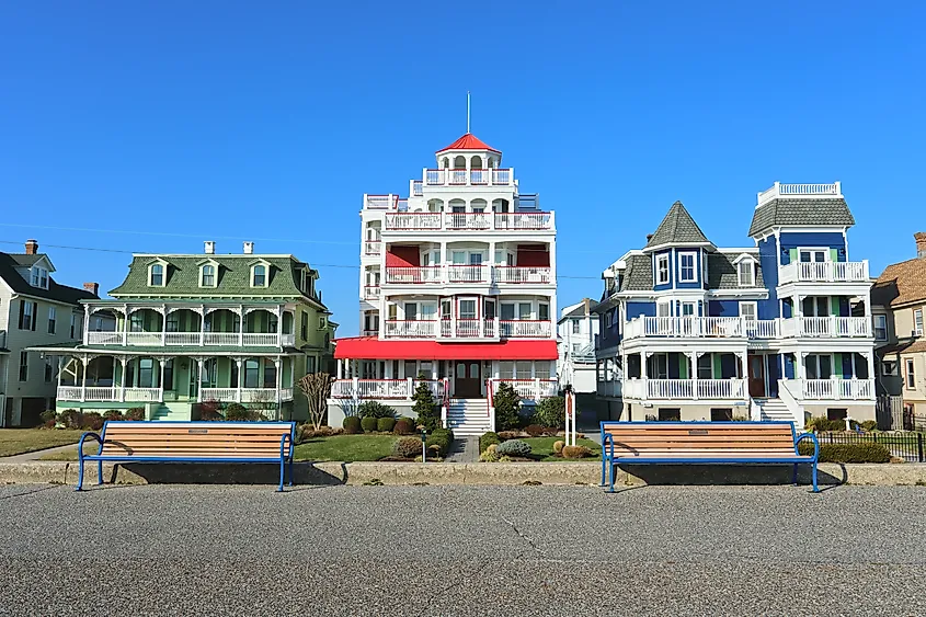 Victorian houses on the beach, Cape May, New Jersey.