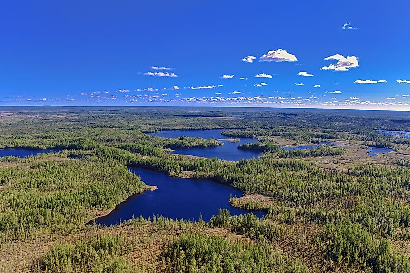 West Siberian lowland between the rivers Ob and Yenisei from a bird's eye vie