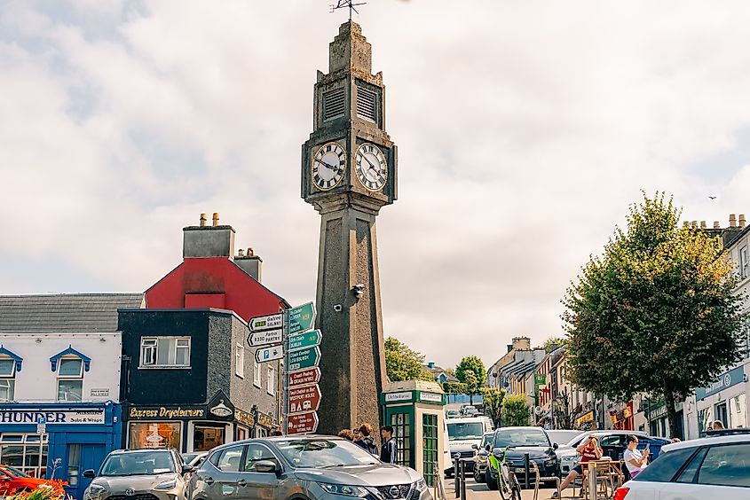 Westport Clock Tower in Westport, Ireland.