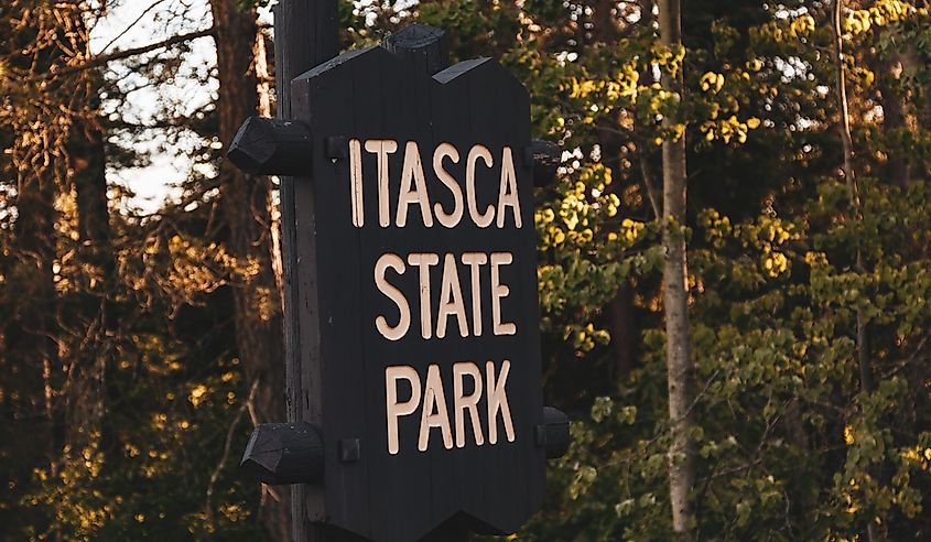A sign at the entrance to Itasca State Park, Minnesota.