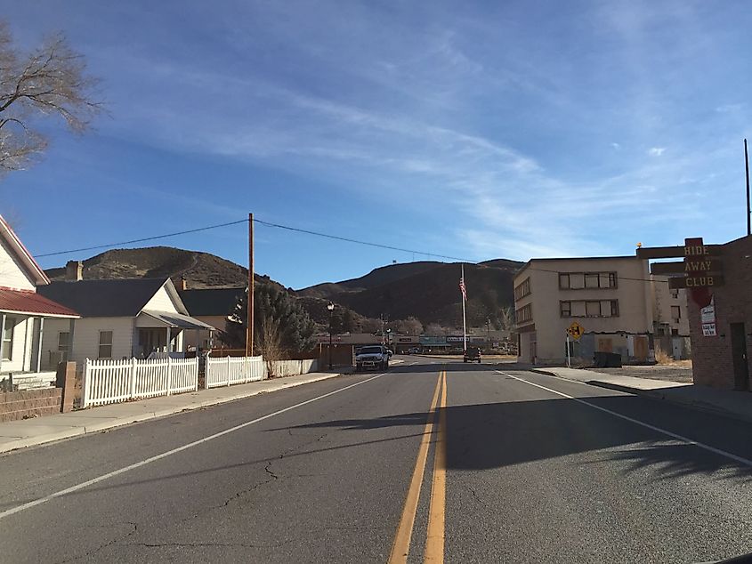 View south along US Route 93 in Caliente, Nevada