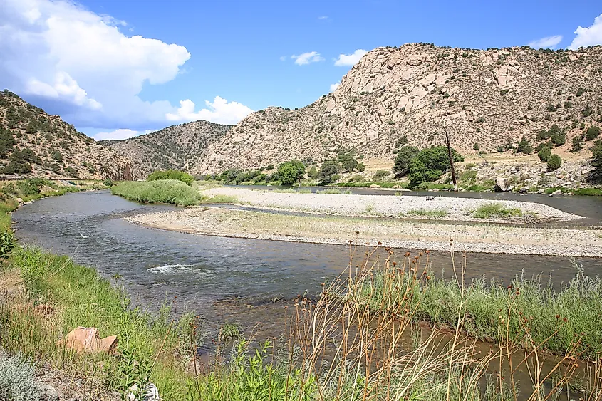 View of the Arkansas River in Bighorn Sheep Canyon, Colorado.