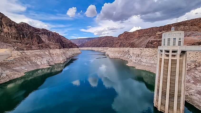 Lake Mead at a historic low water level.