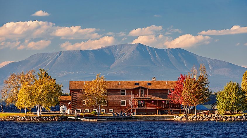 South Twin Lake and Mount Katahdin near Millinocket, Maine.
