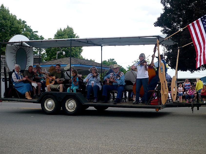 The parade in Weiser at the National Oldtime Fiddlers' Contest & Festival