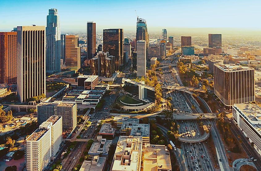 The downtown skyline of Los Angeles, California.