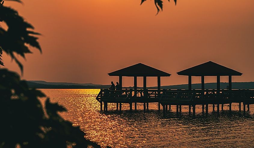 Lake Dardanelle in Arkansas at sunset.