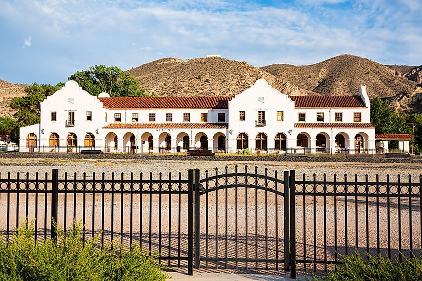 Vintage train station building in Caliente, Nevada.