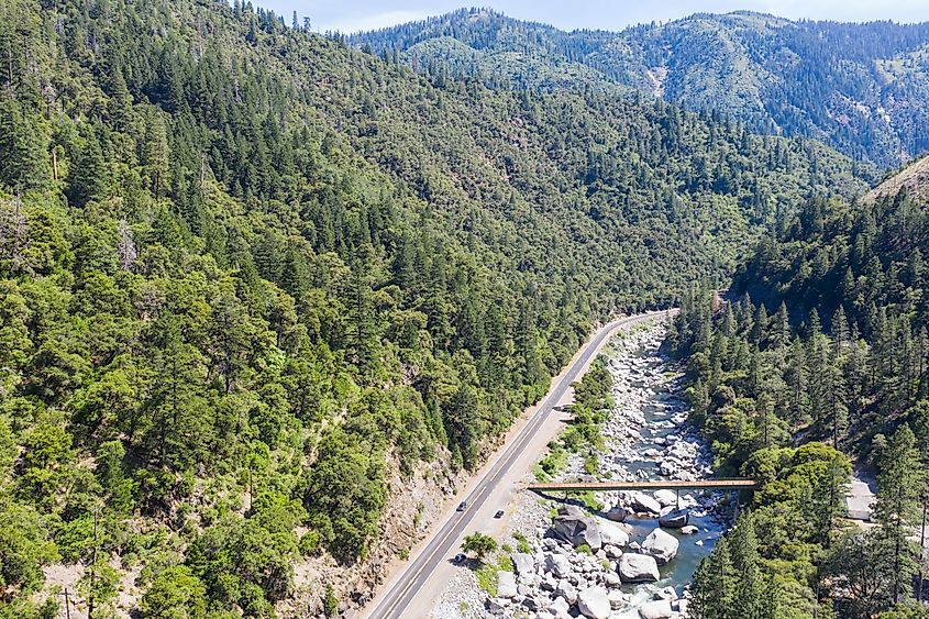 The Feather River flows through the scenic Feather River Canyon in northern California.
