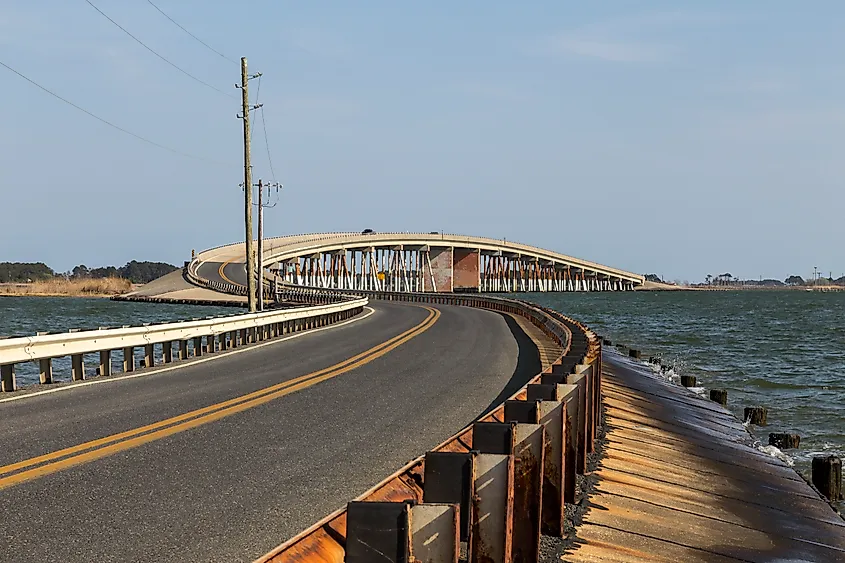 The Hooper's Island Bridge between Upper Hooper Island and Middle Hooper Island.