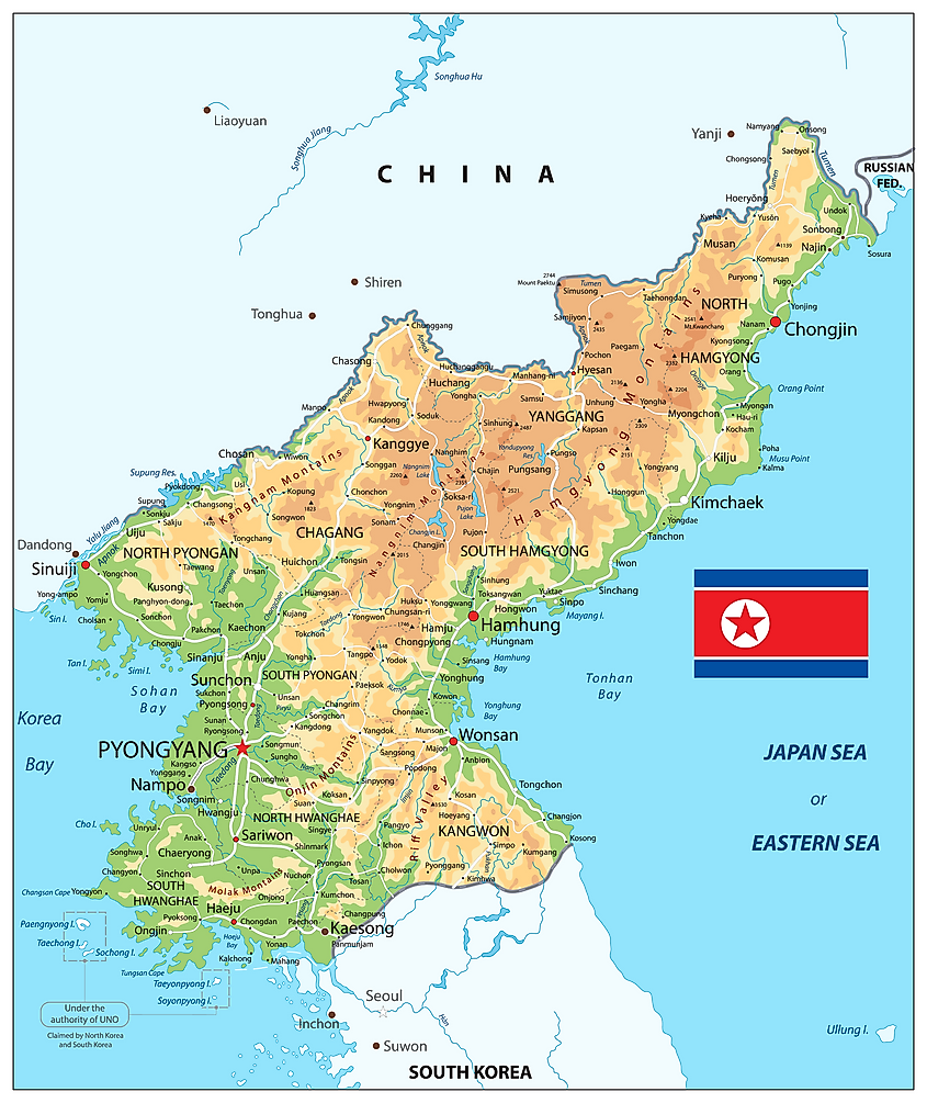 North Korea physical map
