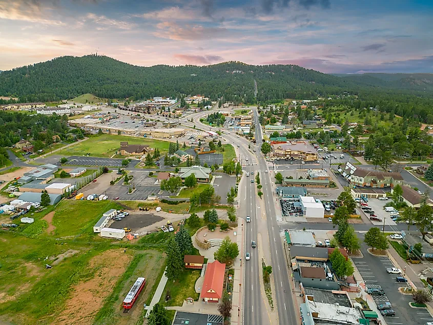 Aerial drone photo town of Woodland Park Colorado