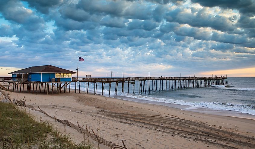 Clouds over Avon Fishing Pier in the Outer Banks of North Carolina.