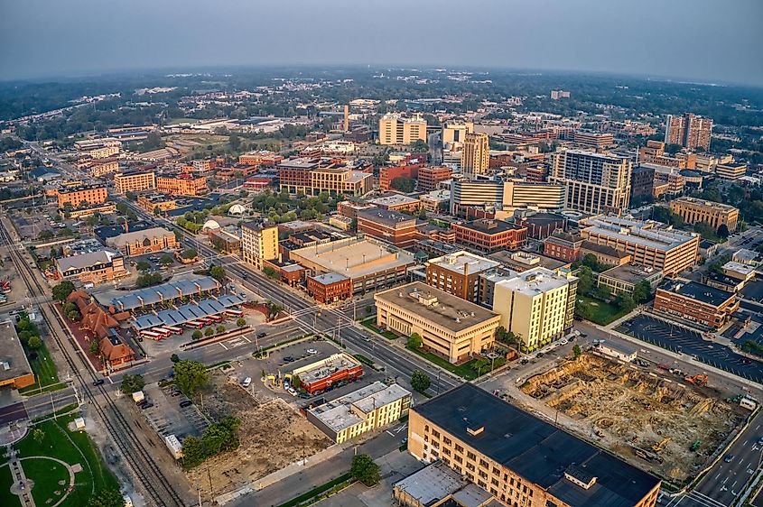 Aerial View of Kalamazoo, Michigan during Summer