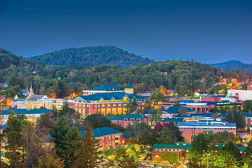 The gorgeous skyline of Boone at night.