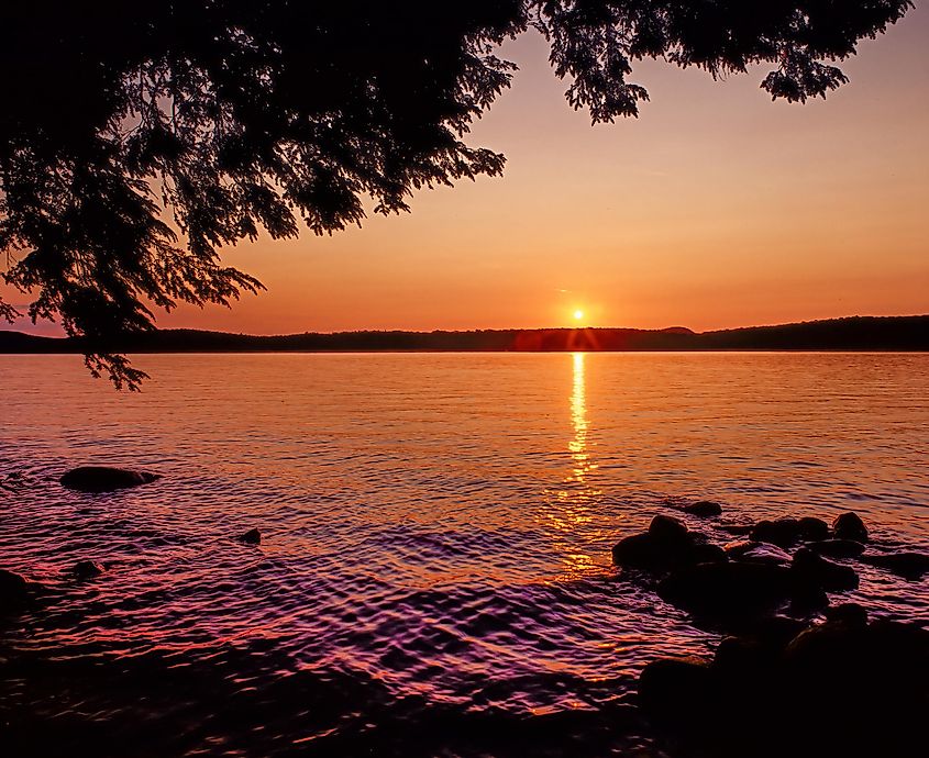 Sunset over Cranberry Lake in the Adirondack Mountains of New York State.