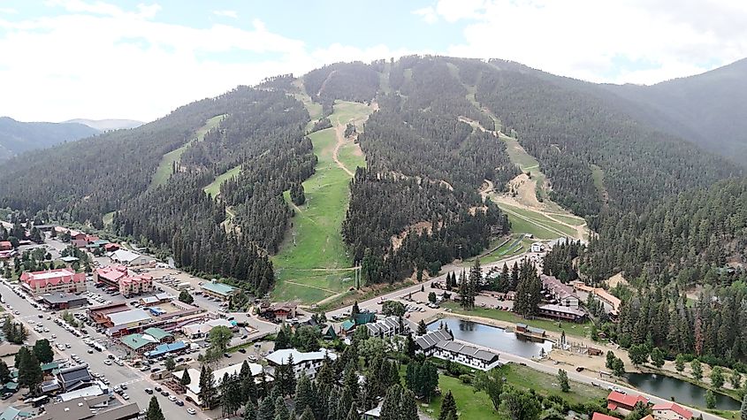 Aerial view of Red River, New Mexico.