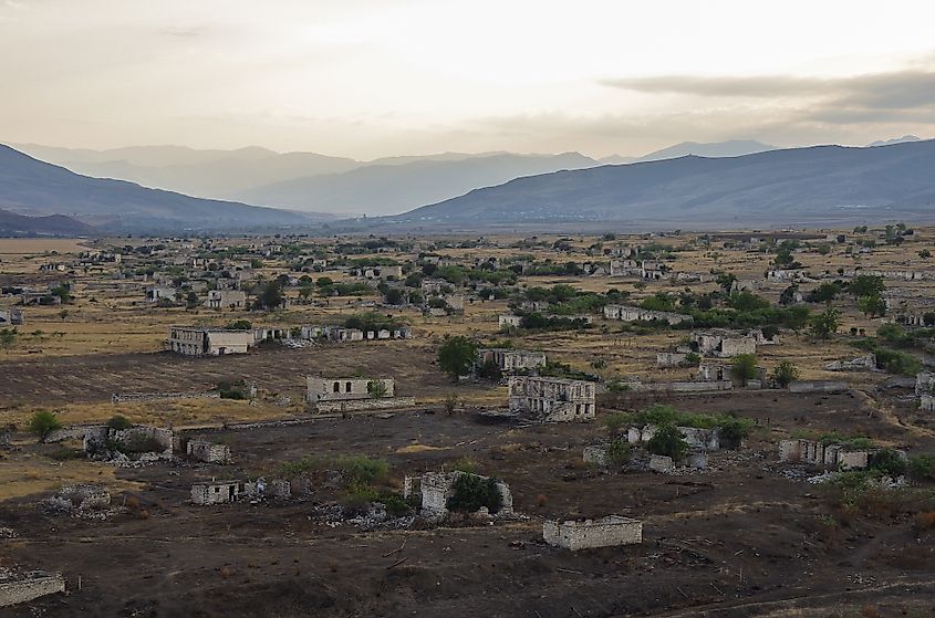 Ruins of Agdam city in Nagorno Karabakh Republic