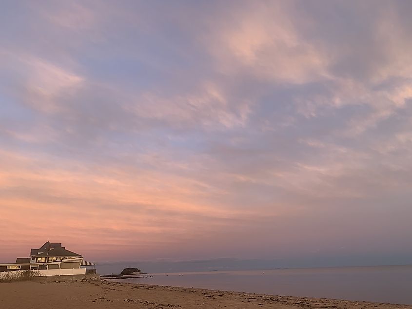 Sunset Madison Connecticut surf club beach.