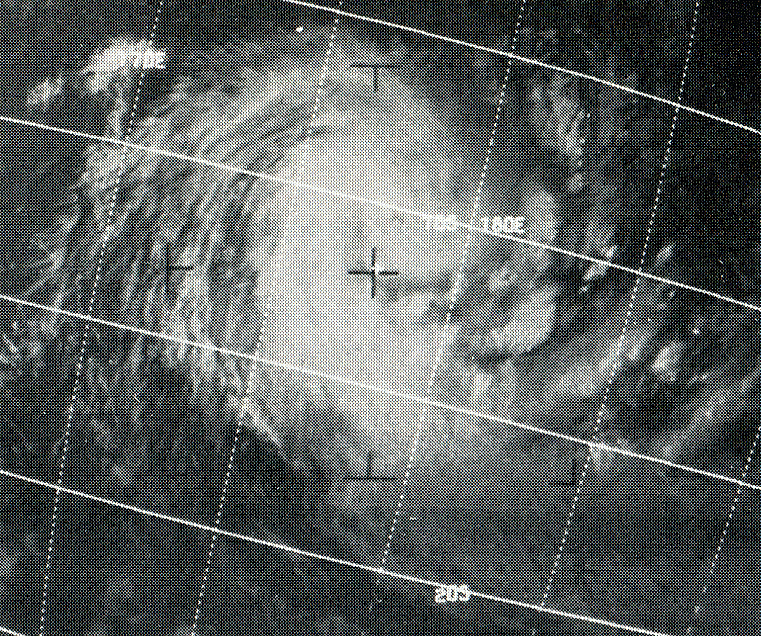 This ESSA 9 weather satellite image of Tropical Cyclone Bebe was taken on October 22, 1972