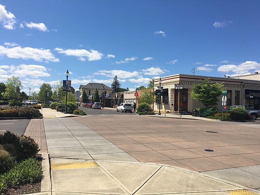 Shops in downtown Canby, Oregon