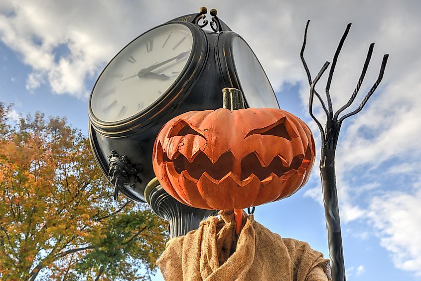Scary Jack O'Lantern from Sleepy Hollow, New York during Halloween.