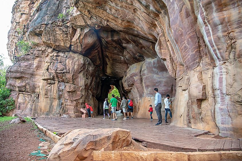  Bhimbetka rock shelter in India.