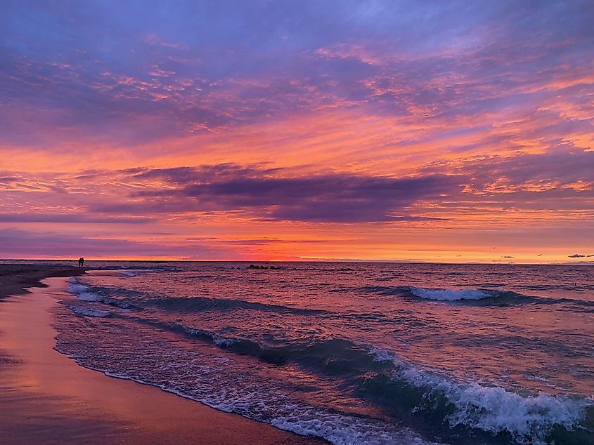 Gorgeous sunset at the beach, Lake Erie.