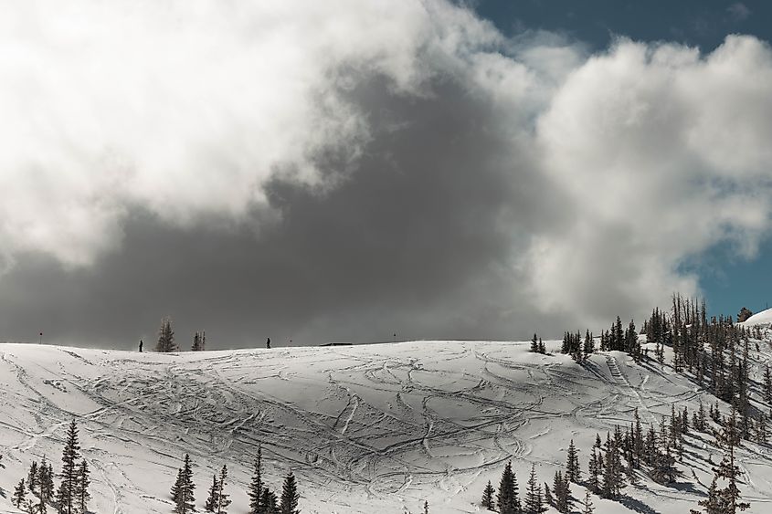 Skiing trails at Monarch Mountain in Colorado.