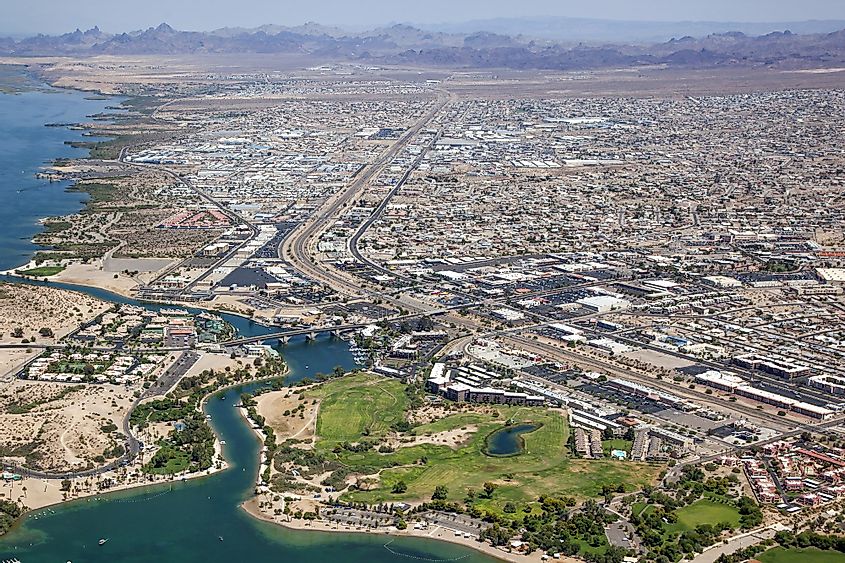 Aerial view of the Lake Havasu City, Arizona.