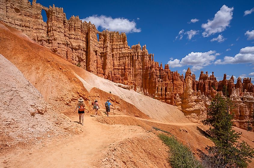 Visitors hiking through the spectacular Bryce Canyon National Park, Utah