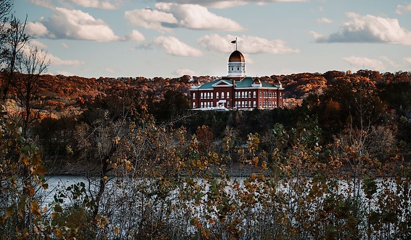 Gasconade County Courthouse in Hermann Missouri, riverfront view