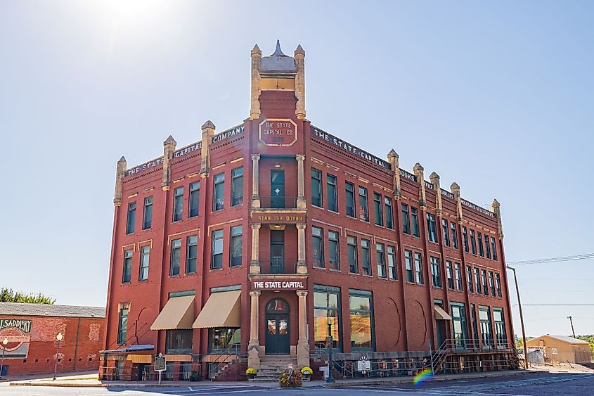 Sunny view of the State Capital Publishing Museum in the old town of Guthrie, Oklahoma. Editorial credit: Kit Leong / Shutterstock.com